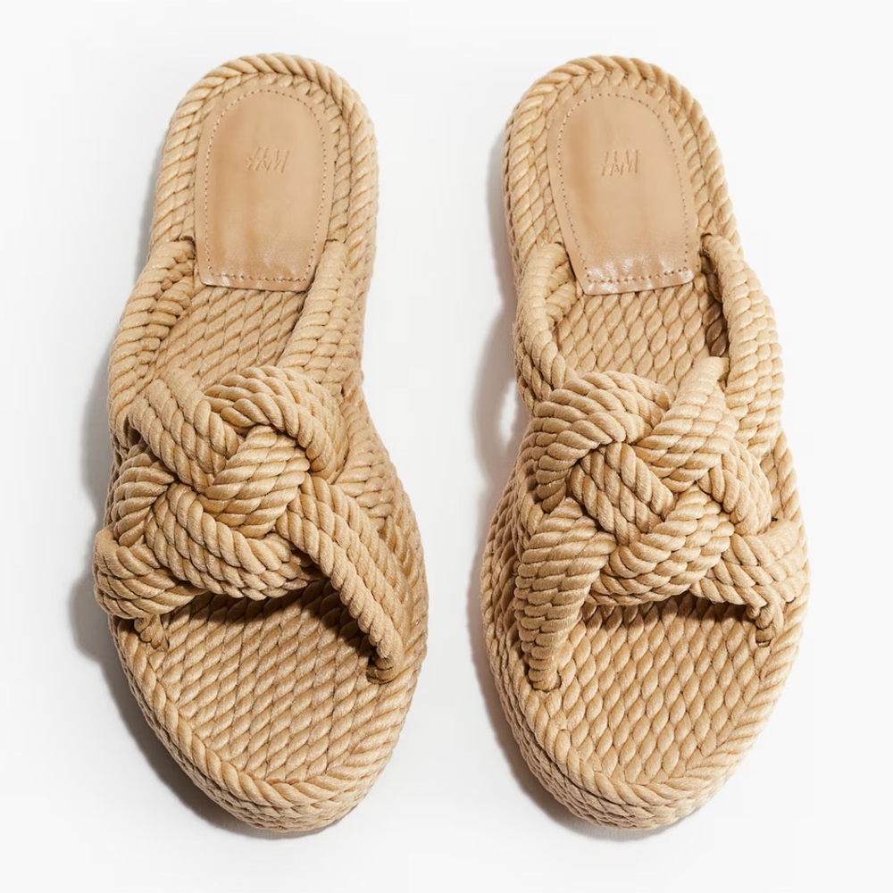H&M Women's Tan Braided Platform Sandals Size 8.5